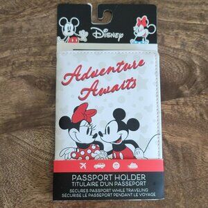 DISNEY MICKY MOUSE & MINNIE MOUSE RED BLACK PASSPORT TRAVEL BIFOLD WALLET HOLDER